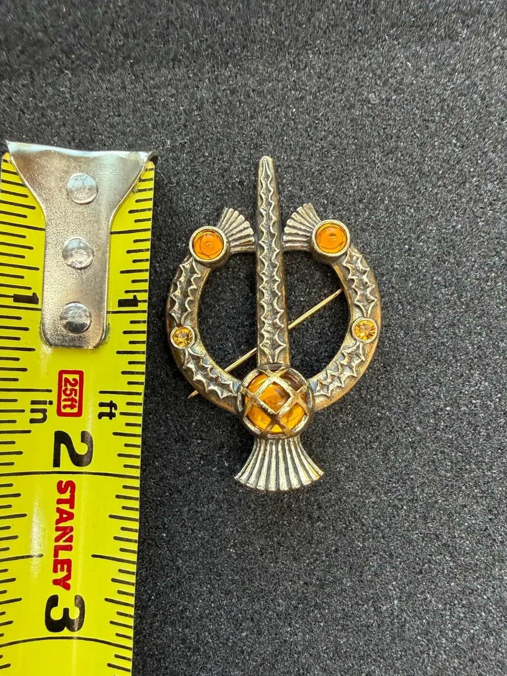 Vintage Miracle Scottish Thistle Brooch with Crystal Stones